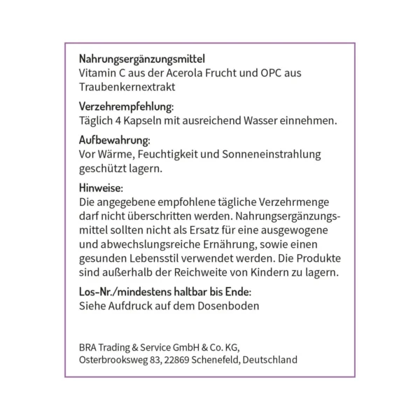 VORTEILSPACK MIT 3 DOSEN - NATÜRLICHES VITAMIN C AUS ACEROLA + OPC AUS TRAUBENKERNEXTRAKT - VEGAN - Image 4