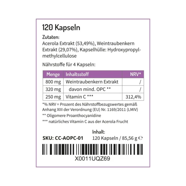 VORTEILSPACK MIT 3 DOSEN - NATÜRLICHES VITAMIN C AUS ACEROLA + OPC AUS TRAUBENKERNEXTRAKT - VEGAN - Image 3
