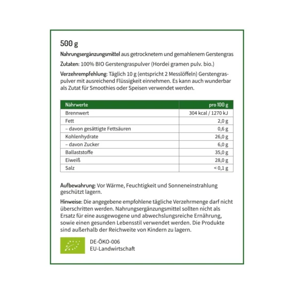 BIO GERSTENGRAS PULVER IN REINER UND GEPRÜFTER QUALITÄT - VEGAN - Image 4