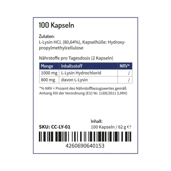 L-LYSIN HYDROCHLORID KAPSELN, HOCHDOSIERT - VEGAN - Image 3