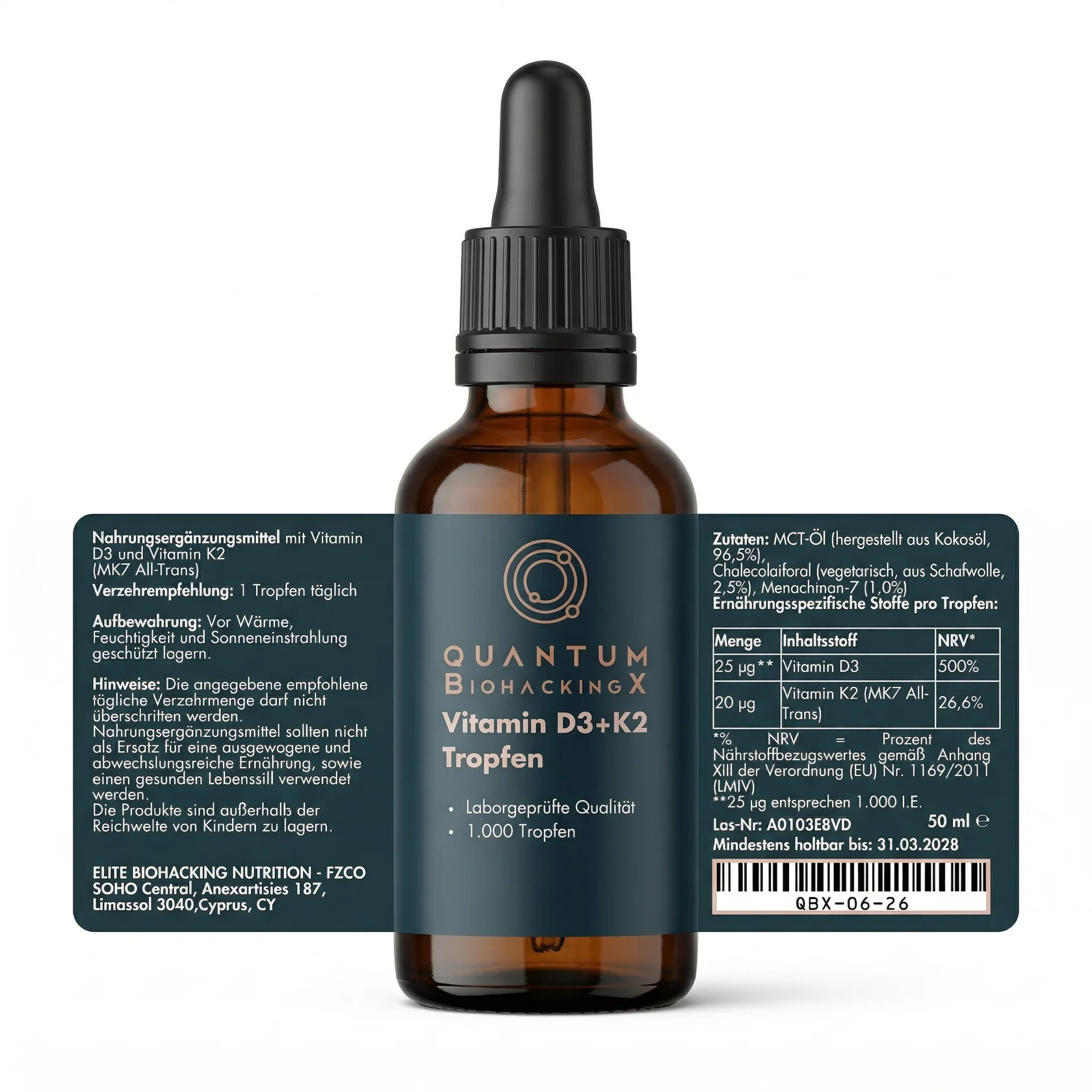 QBX Vitamin D3 (1.000 I.E) + K2 Tropfen - 50ml Coach Cecil