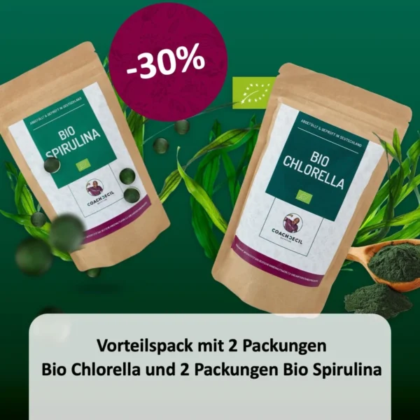 VORTEILSPACK BIO SPIRULINA UND BIO CHLORELLA - 2X2 PACKUNGEN