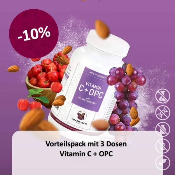 VORTEILSPACK MIT 3 DOSEN - NATÜRLICHES VITAMIN C AUS ACEROLA + OPC AUS TRAUBENKERNEXTRAKT - VEGAN